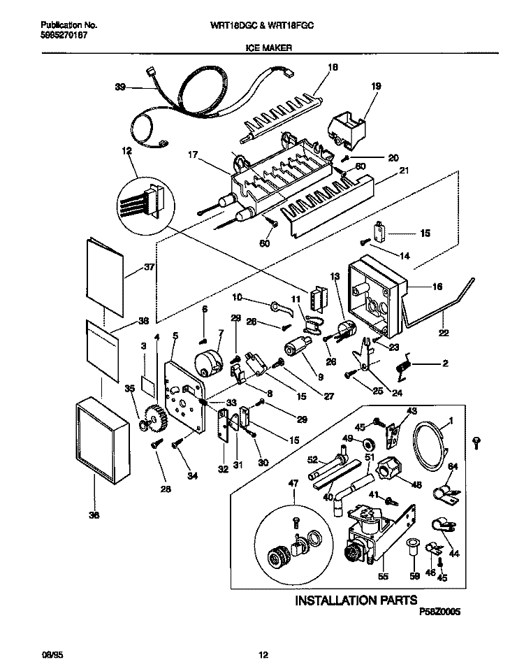 ICEMAKER Diagram and Parts List for WRT18DGCZ1  Frigidaire Refrigerator