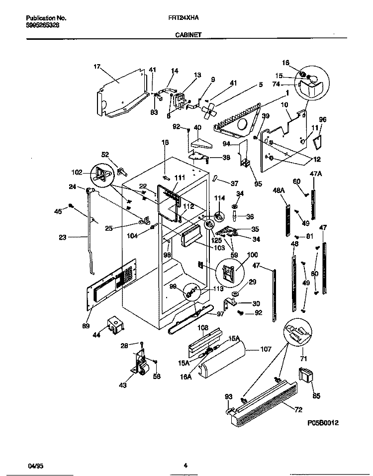 CABINET Diagram and Parts List for FRT24XHAD2  Frigidaire Refrigerator