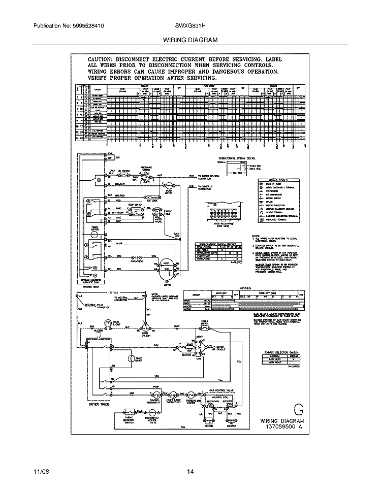 WIRING DIAGRAM Diagram and Parts List for SWXG831HQ2  Westinghouse Washer Dryer Combo