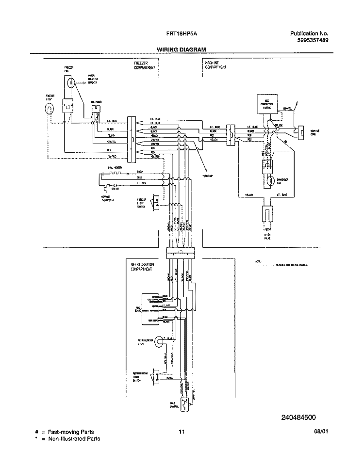 WIRING DIAGRAM Diagram and Parts List for FRT18HP5AW2  Frigidaire Refrigerator