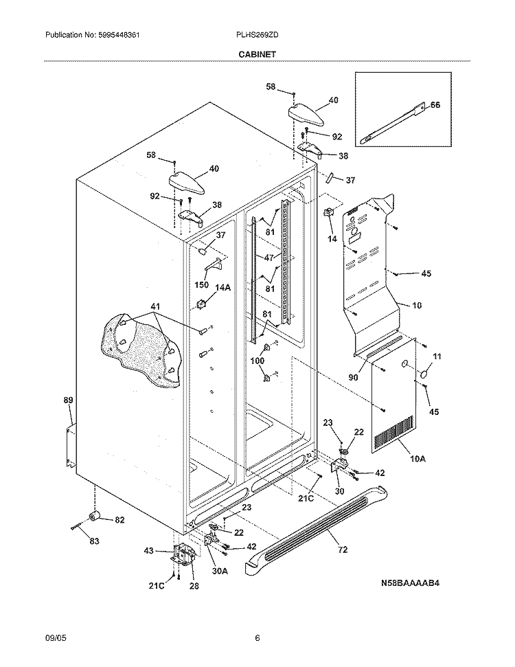 CABINET Diagram and Parts List for PLHS269ZDBB  Frigidaire Refrigerator