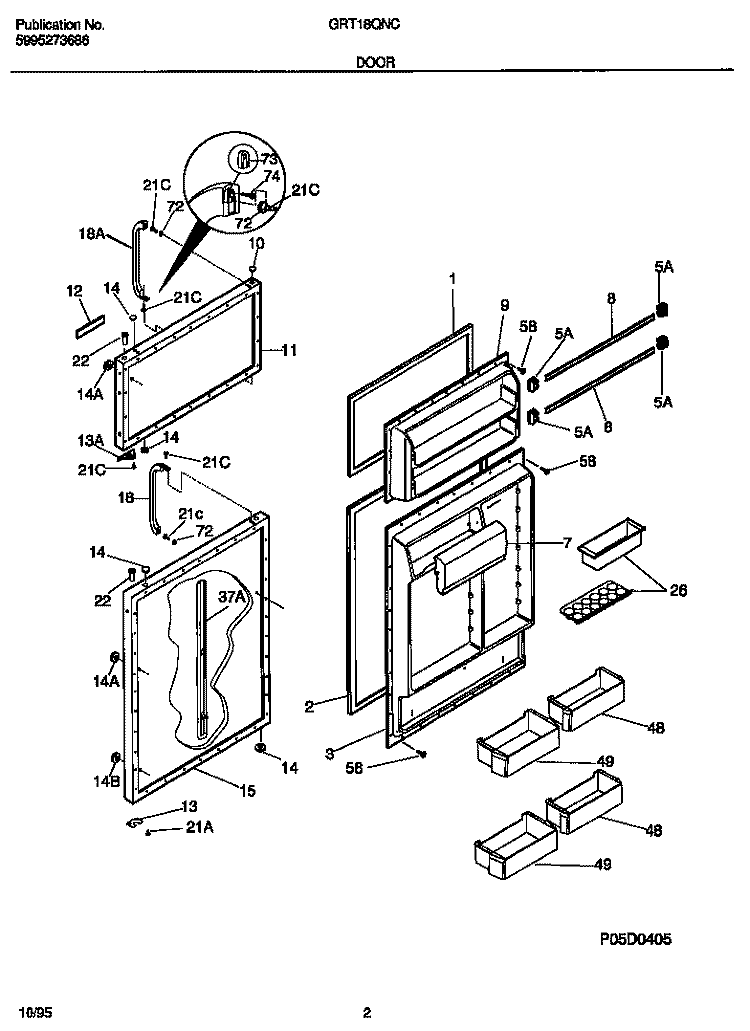 DOOR Diagram and Parts List for GRT18QNCD1  Gibson Refrigerator