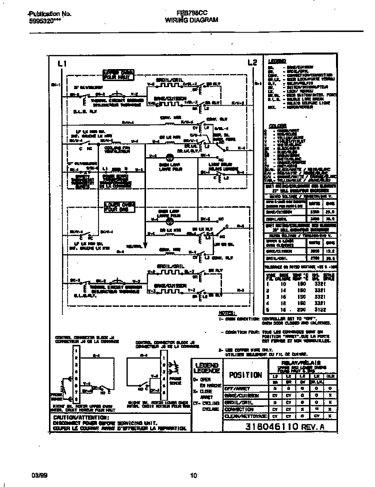 WIRING DIAGRAM Diagram and Parts List for FEB798CCBH  Frigidaire Wall Oven