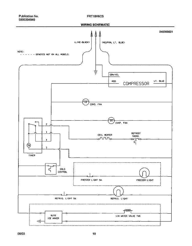 WIRING SCHEMATIC Diagram and Parts List for FRT18H6CSK2  Frigidaire Refrigerator