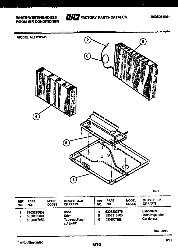 UNIT PARTS Diagram and Parts List for AL117R1A1  Frigidaire Air Conditioner