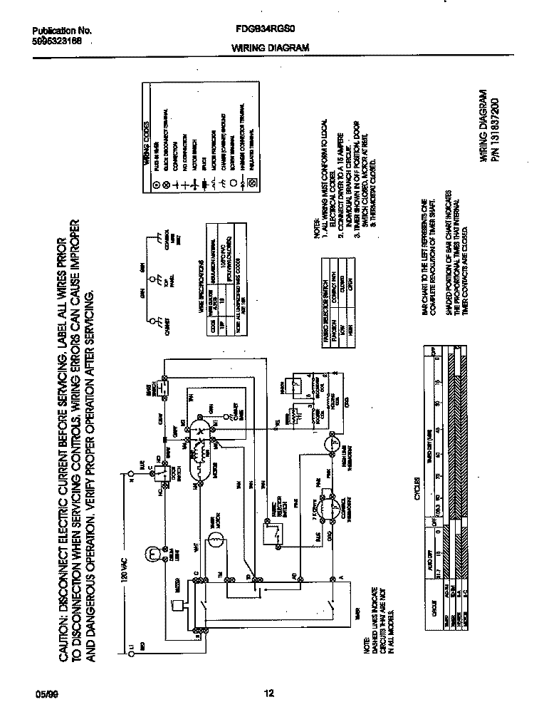 131837200 WIRING DIAGRAM Diagram and Parts List for FDGB34RGS0  Frigidaire Dryer