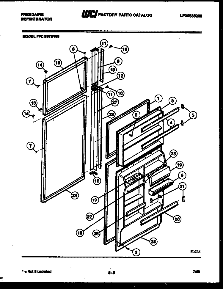 DOOR PARTS Diagram and Parts List for FPCI19TIFW0  Frigidaire Refrigerator