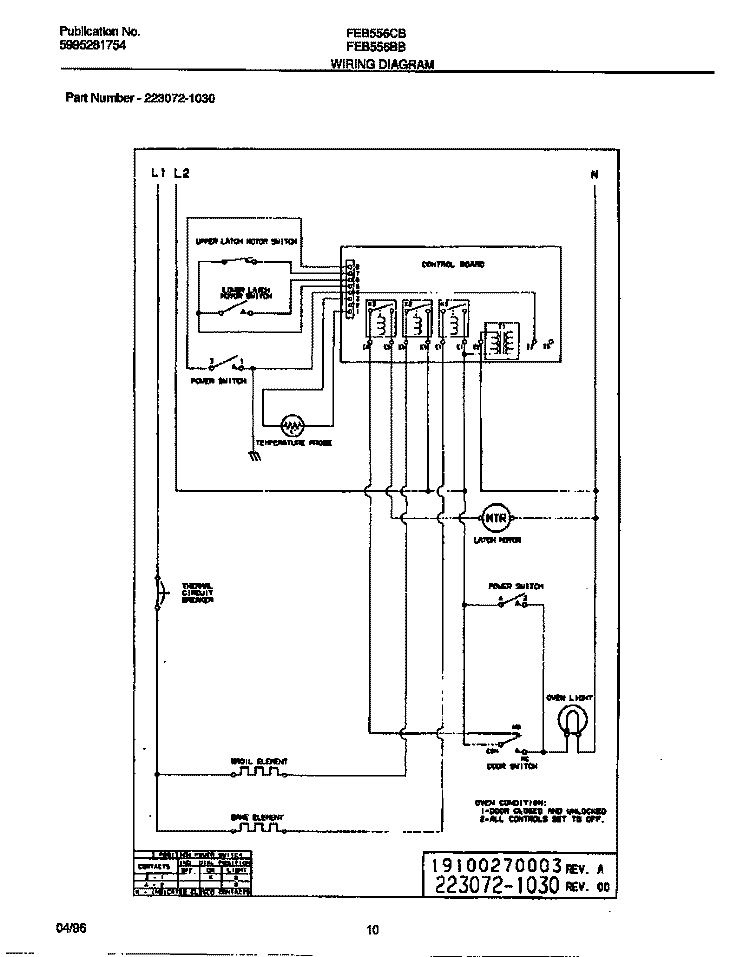 WIRING DIAGRAM Diagram and Parts List for FEB556BBBD  Frigidaire Wall Oven