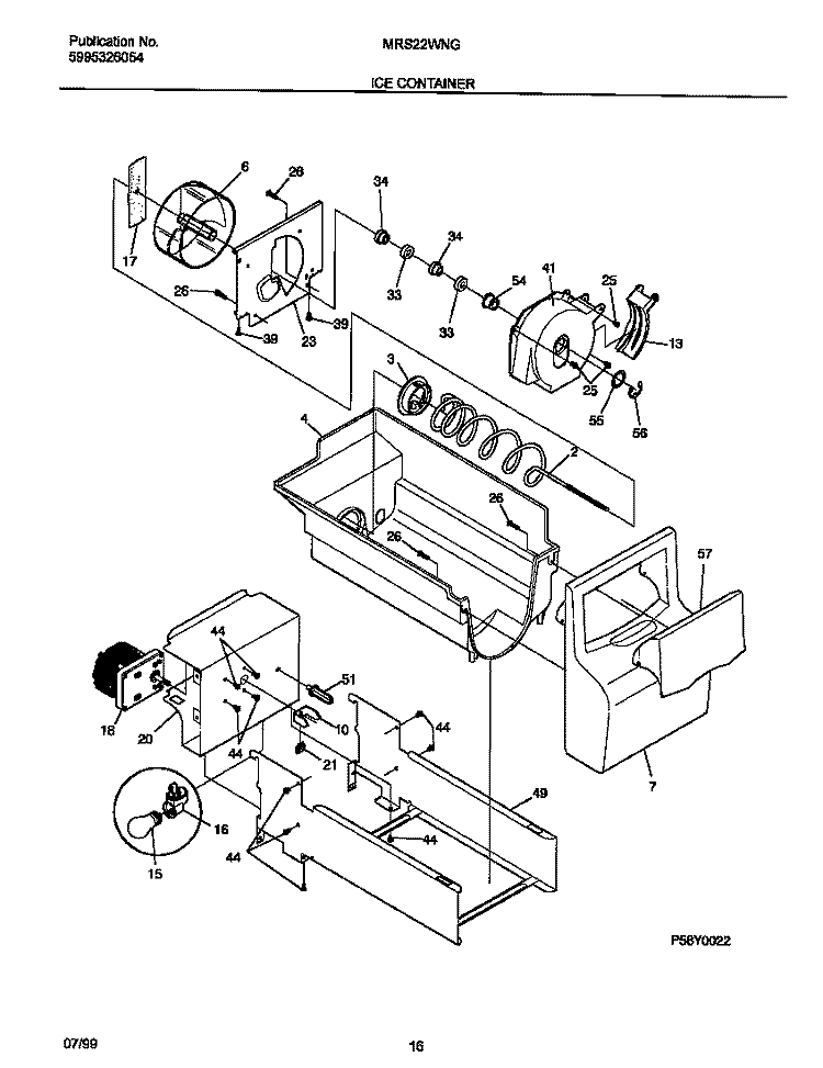 ICE CONTAINER Diagram and Parts List for MRS22WNGD3  Frigidaire Refrigerator