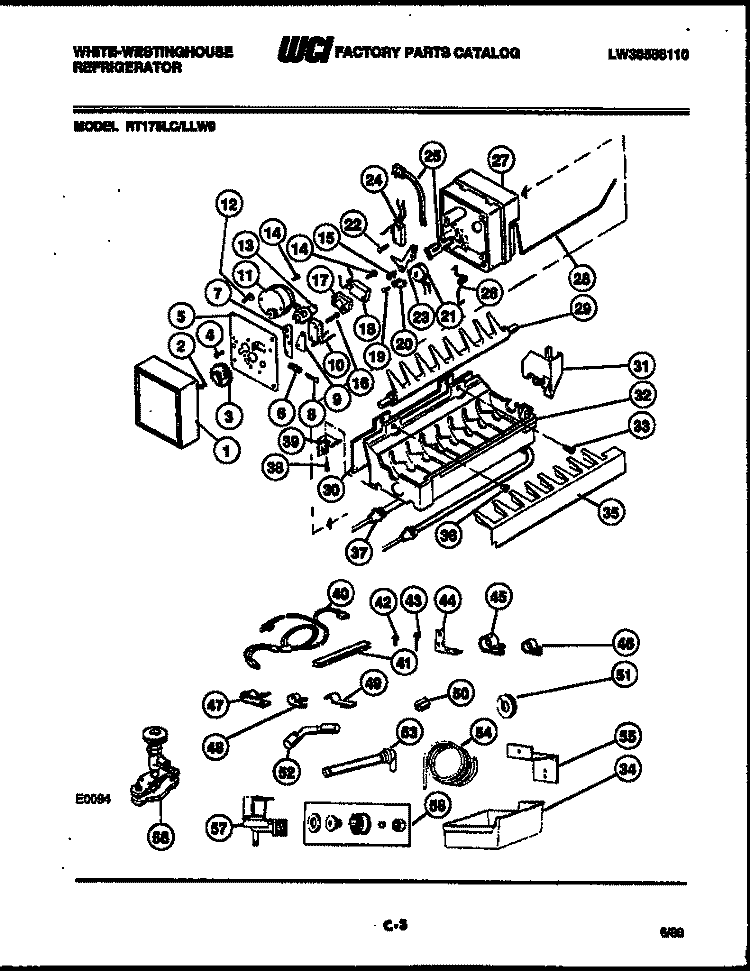ICE MAKER AND INSTALLATION PARTS Diagram and Parts List for RT175LCV0  Frigidaire Refrigerator