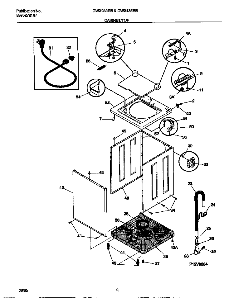 CABINET / TOP Diagram and Parts List for GWX233RBS1  Gibson Washer