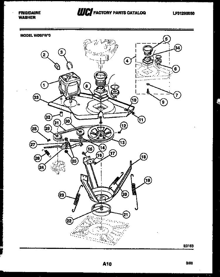 MOTOR AND IDLER ARM CLUTCH Diagram and Parts List for WDSFW0  Frigidaire Washer