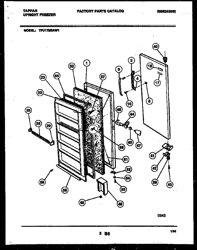 DOOR PARTS Diagram and Parts List for TFU17M6AW1  Tappan Freezer