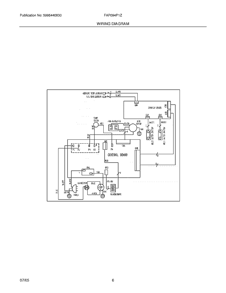 WIRING DIAGRAM Diagram and Parts List for FAP094P1Z2  Frigidaire Air Conditioner