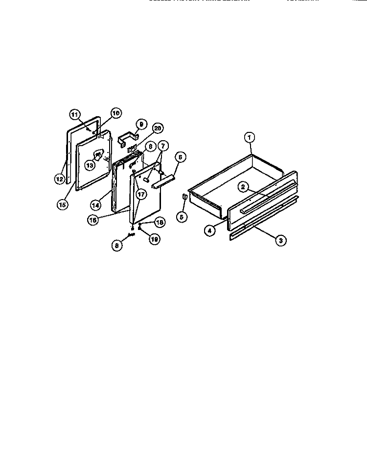 DRAWER, PANELS Diagram and Parts List for REG46CH2  Frigidaire Range