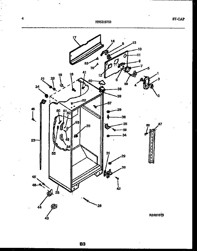CABINET PARTS Diagram and Parts List for 95-1971-00-00  Tappan Refrigerator
