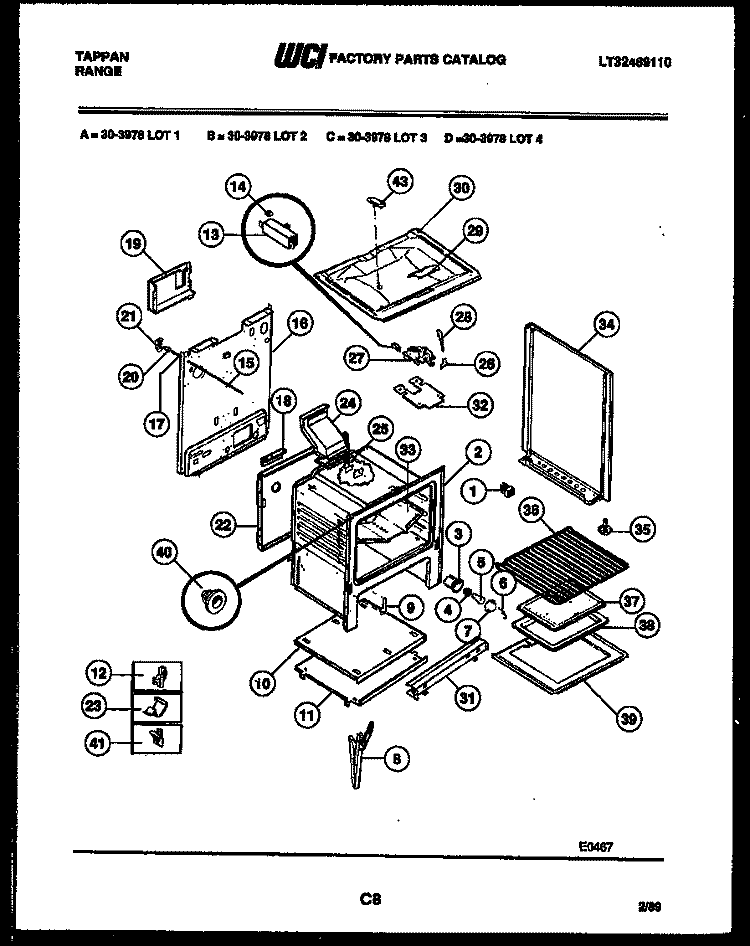 BODY PARTS Diagram and Parts List for 30-3978-66-01  Tappan Range