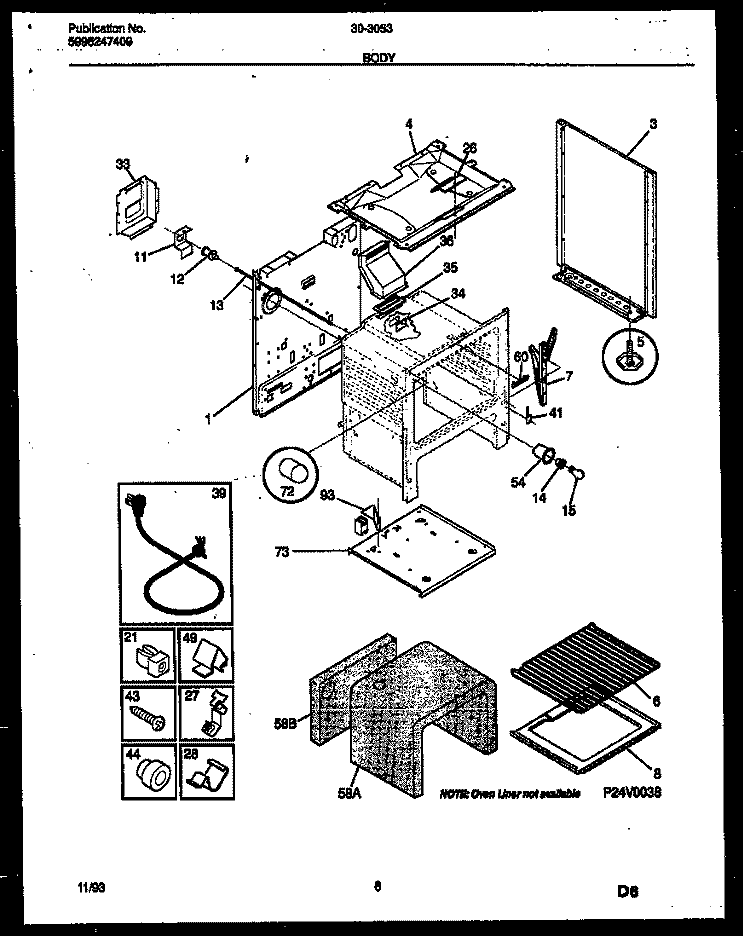 BODY PARTS Diagram and Parts List for 30-3053-00-01  Tappan Range