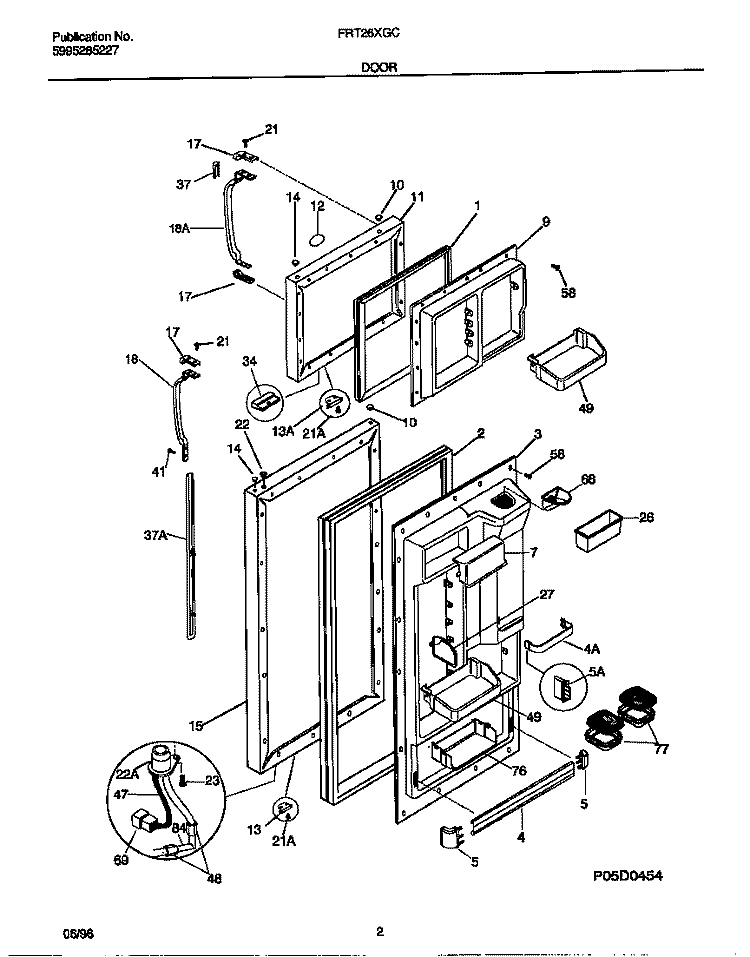 DOOR Diagram and Parts List for FRT26XGCB2  Frigidaire Refrigerator