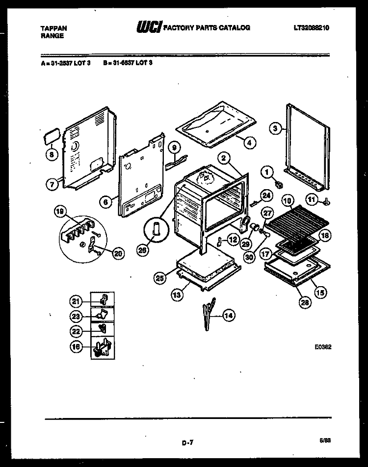 BODY PARTS Diagram and Parts List for 31-3647-23-03  Tappan Range