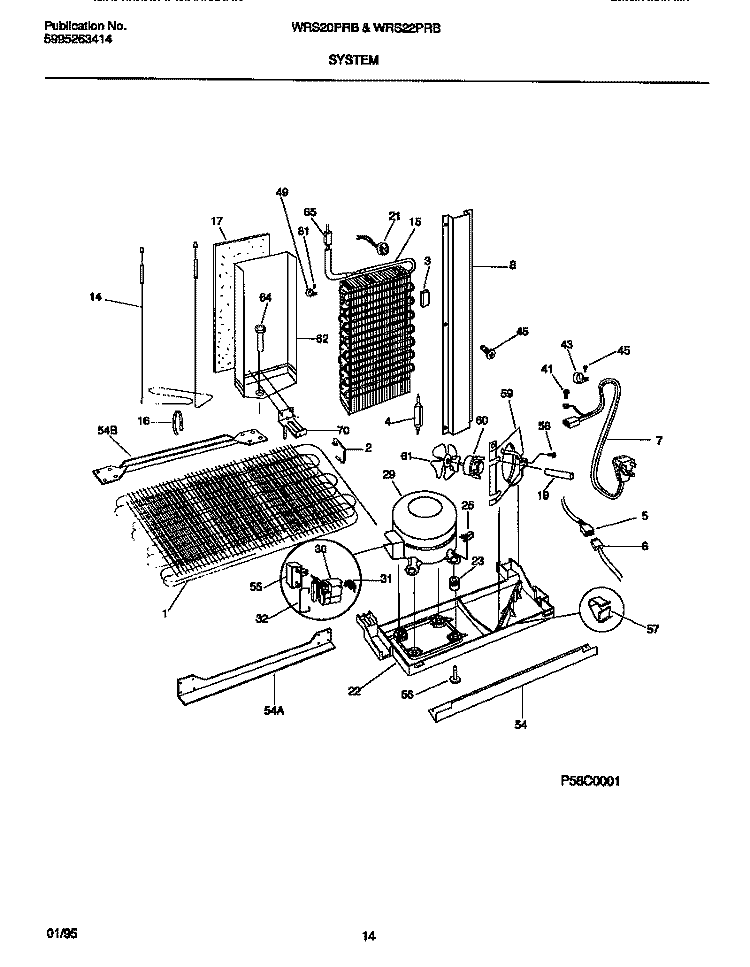 SYSTEM Diagram and Parts List for WRS22PRBD1  Frigidaire Refrigerator