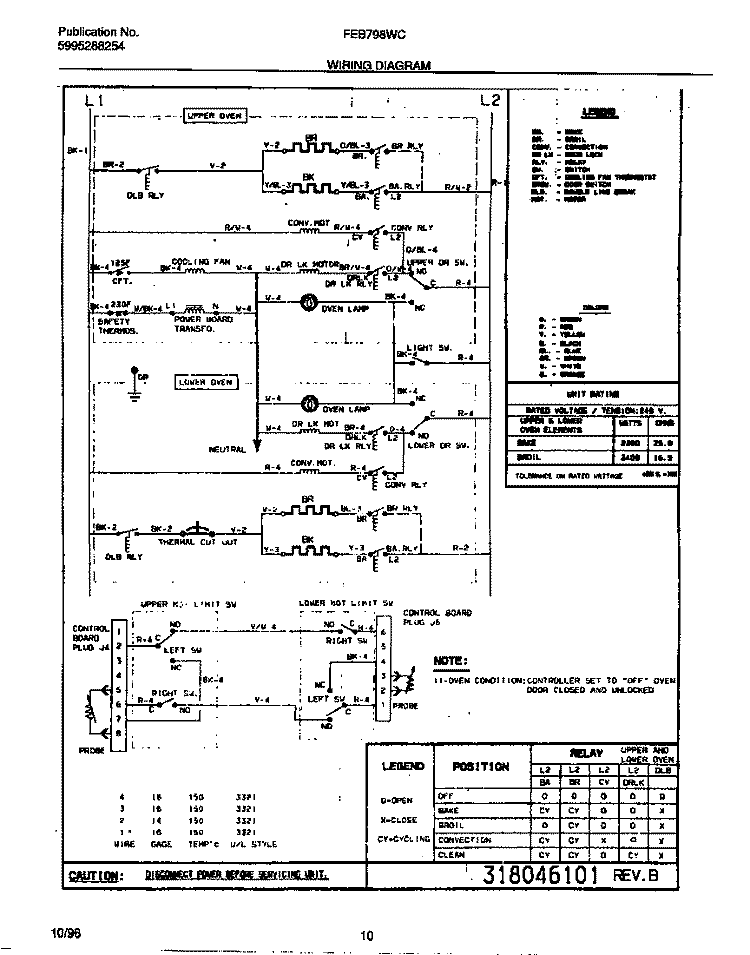 WIRING DIAGRAM Diagram and Parts List for FEB798WCCC  Frigidaire Wall Oven