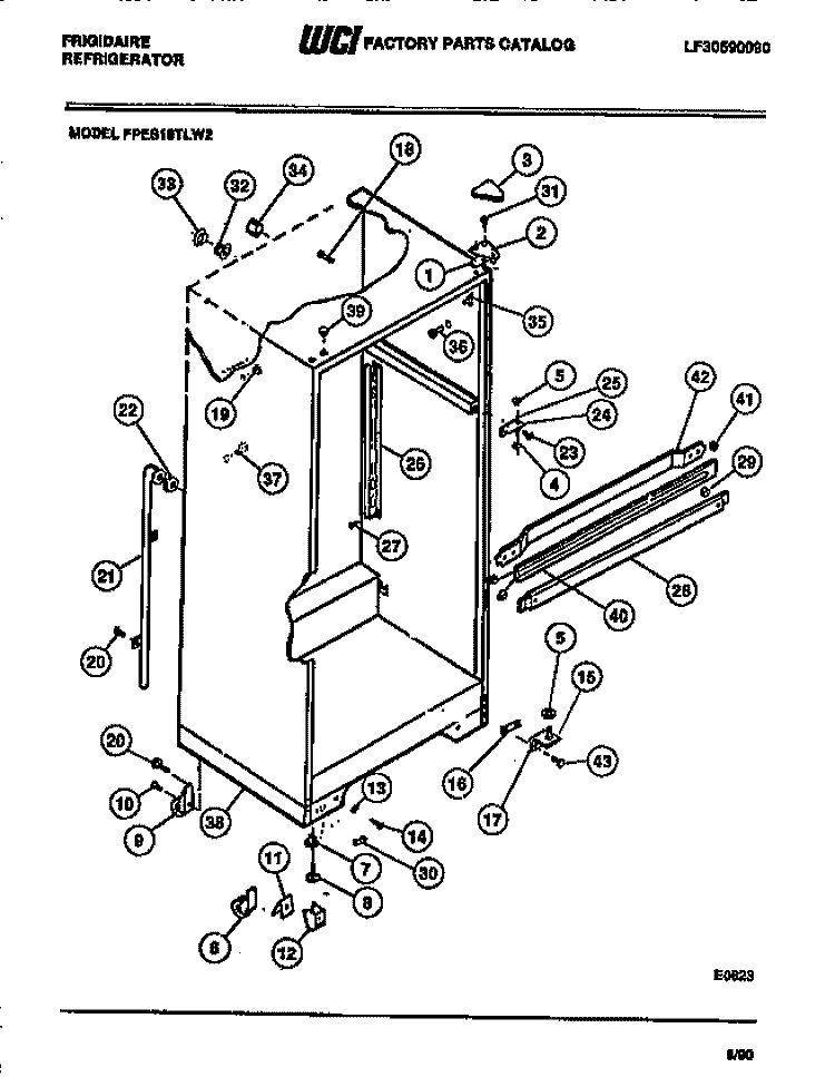 CABINET Diagram and Parts List for FPES18TLF2  Frigidaire Refrigerator