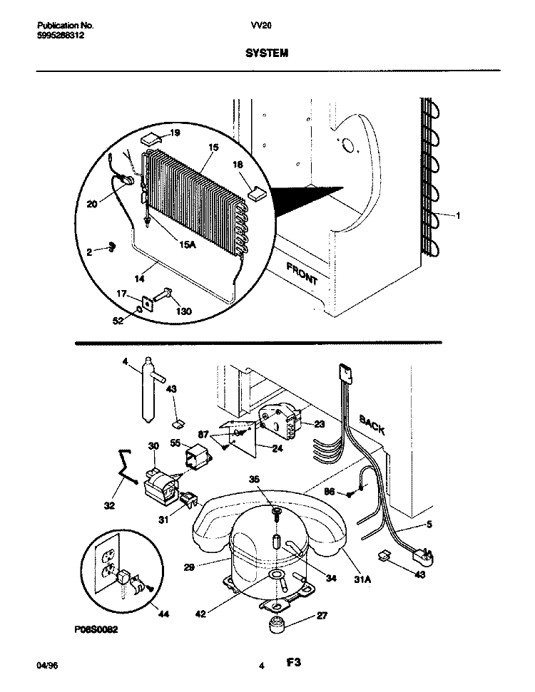 SYSTEM Diagram and Parts List for VV204  Frigidaire Freezer