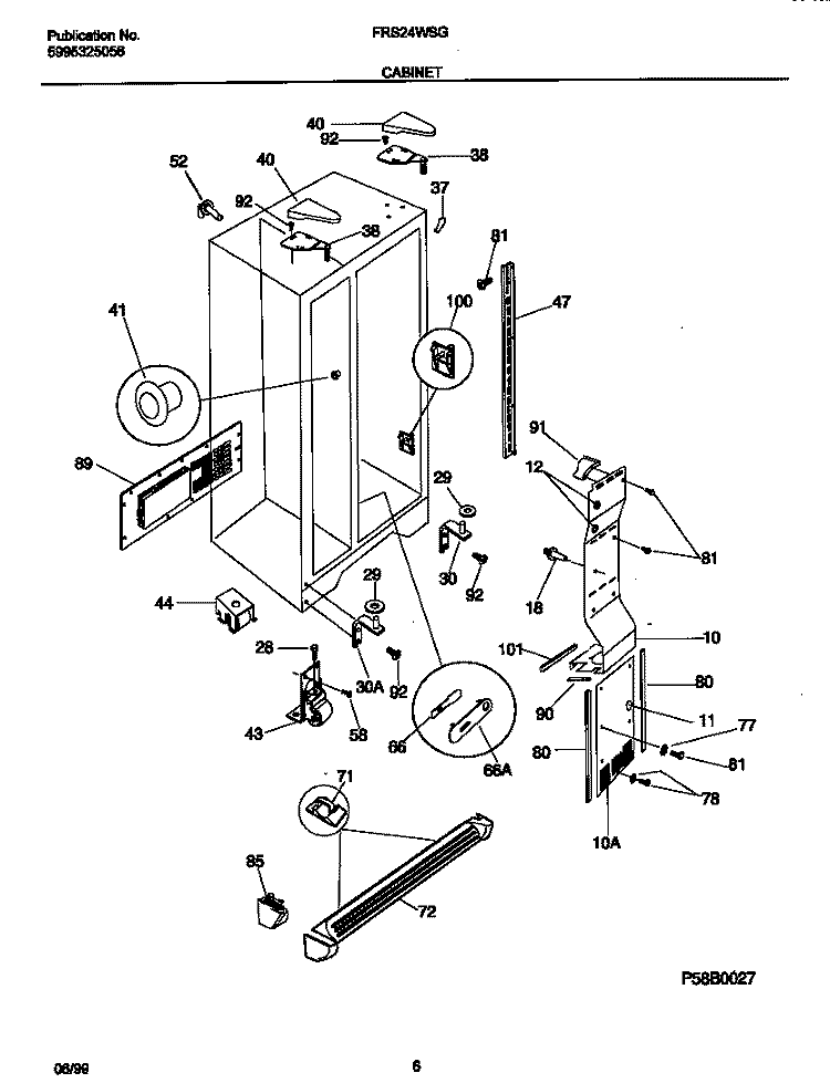 CABINET Diagram and Parts List for FRS24WSGW4  Frigidaire Refrigerator