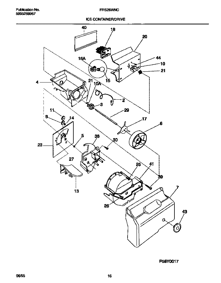 ICE CONTAINER / DRIVE Diagram and Parts List for FRS26WNCD0  Frigidaire Refrigerator