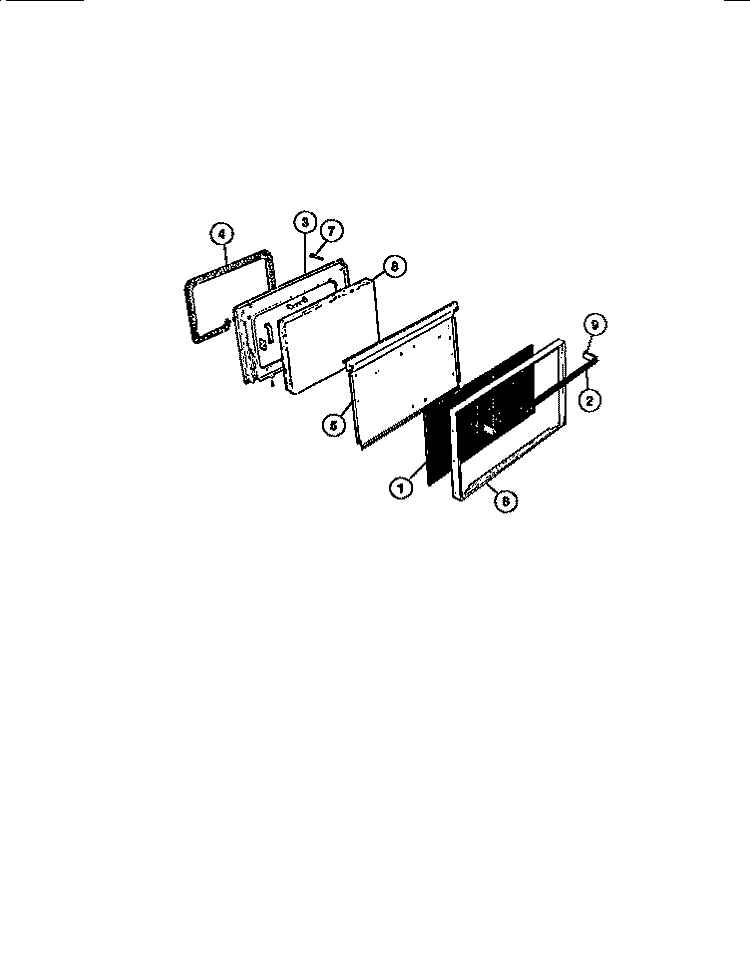 OVEN DOOR Diagram and Parts List for CGC3S5DXE  Gibson Range
