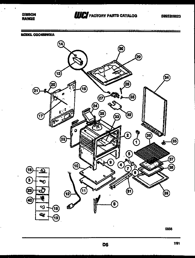 BODY PARTS Diagram and Parts List for CGC4S9WXA  Gibson Range