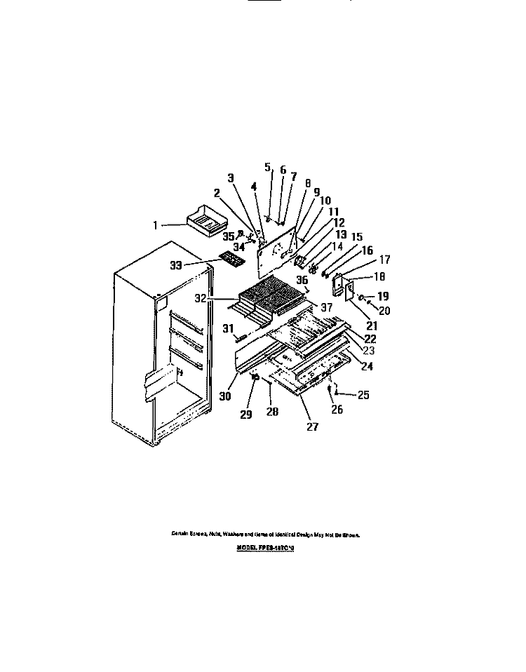 INTERIOR FREEZER COMPARTMENT Diagram and Parts List for FPES18TCA0  Frigidaire Refrigerator