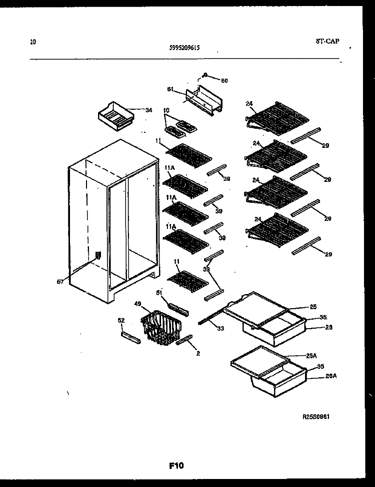 SHELVES AND SUPPORTS Diagram and Parts List for FPCIS22VPW1  Frigidaire Refrigerator