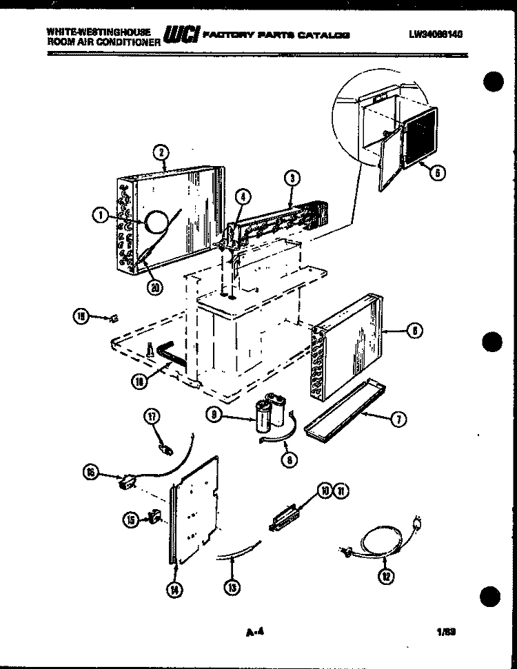 ELECTRICAL PARTS Diagram and Parts List for AH095L2T1  Frigidaire Air Conditioner