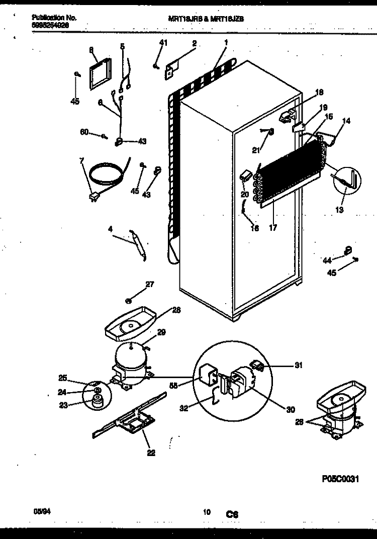 SYSTEM AND AUTOMATIC DEFROST PARTS Diagram and Parts List for MRT18JRBWO  Uni Refrigerator