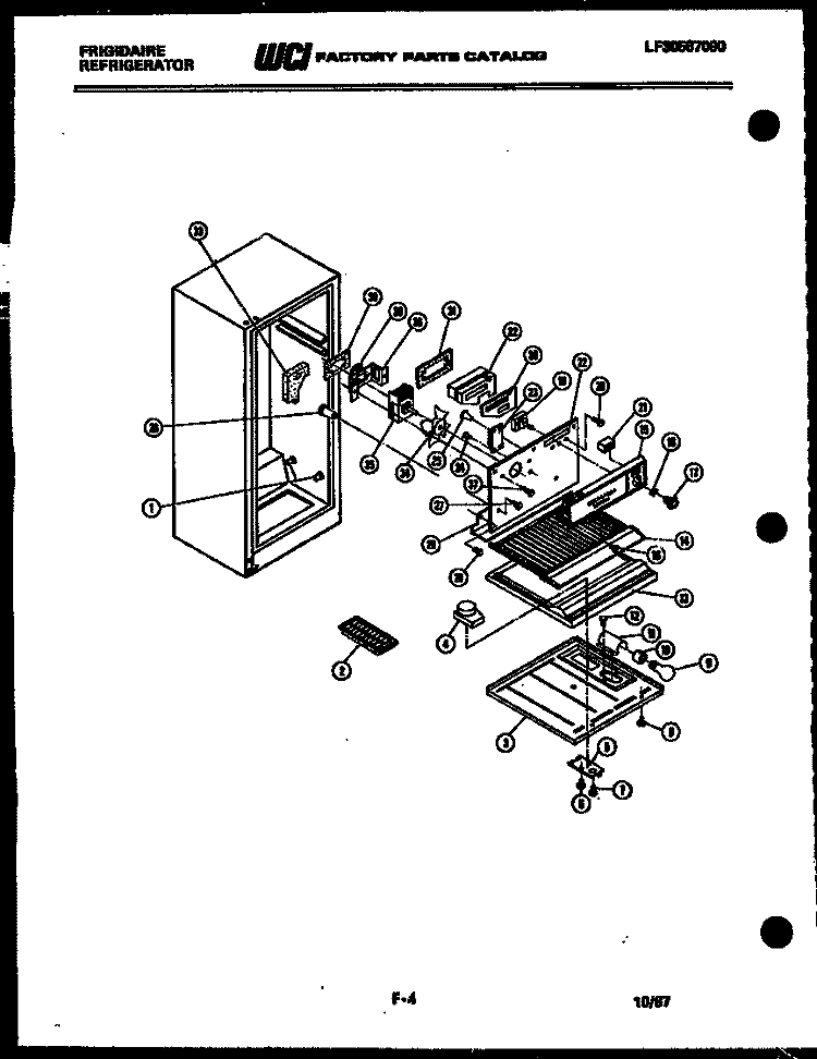 SHELVES AND SUPPORTS Diagram and Parts List for FPI11TLAW5  Frigidaire Refrigerator
