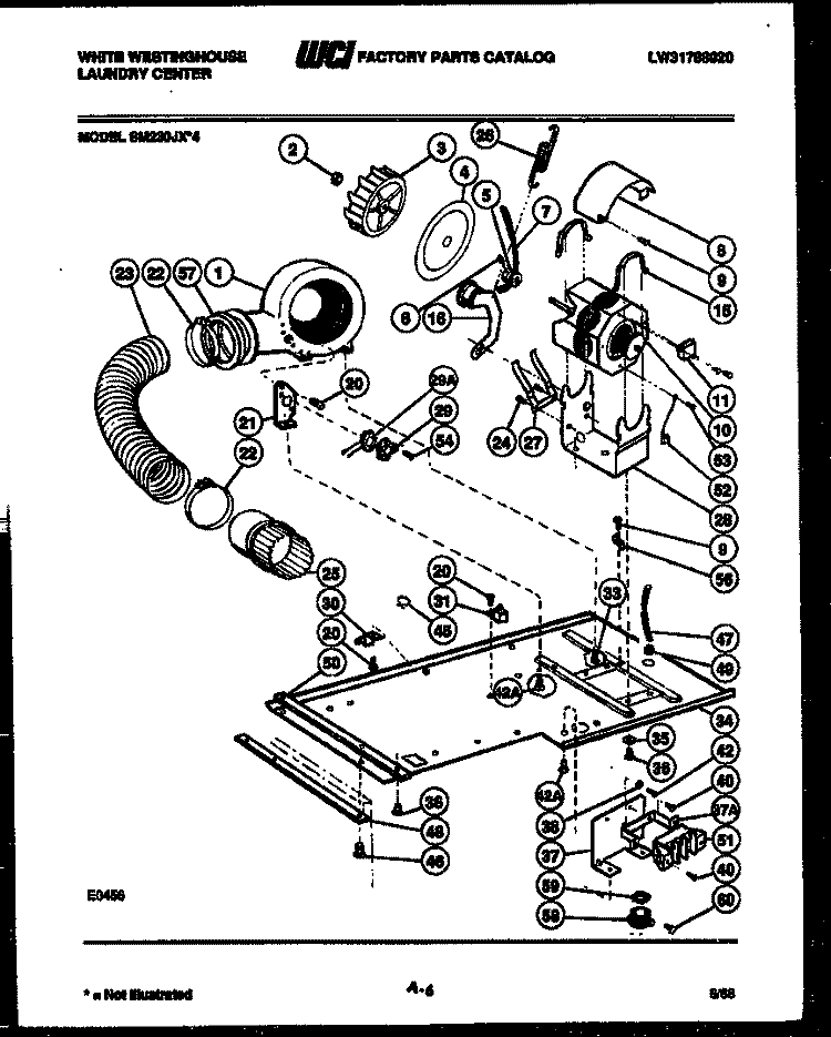 DRYER MOTOR, BLOWER AND BELT Diagram and Parts List for SM230JXW4  Frigidaire Washer
