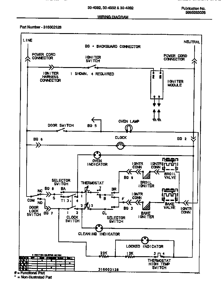 WIRING DIAGRAM Diagram and Parts List for 30-4952-00-04  Tappan Range