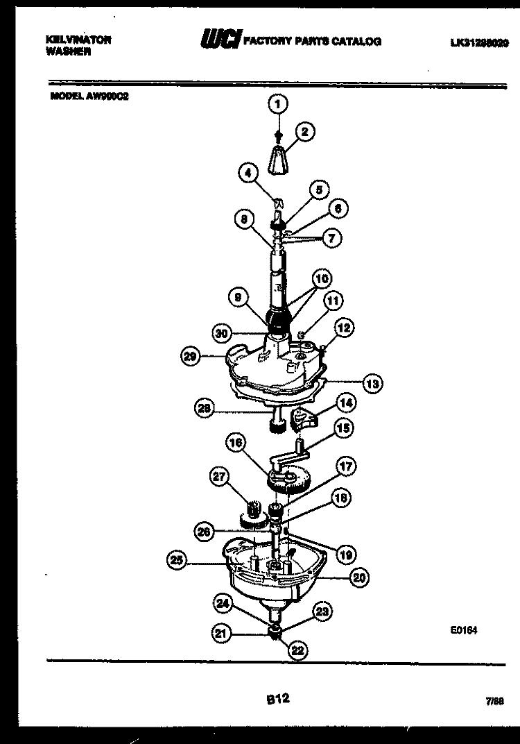 TRANSMISSION PARTS Diagram and Parts List for AW900C2D  Kelvinator Washer