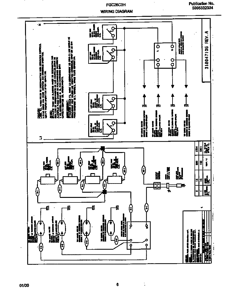 WIRING DIAGRAM Diagram and Parts List for FGC26C3HDA  Frigidaire Cooktop