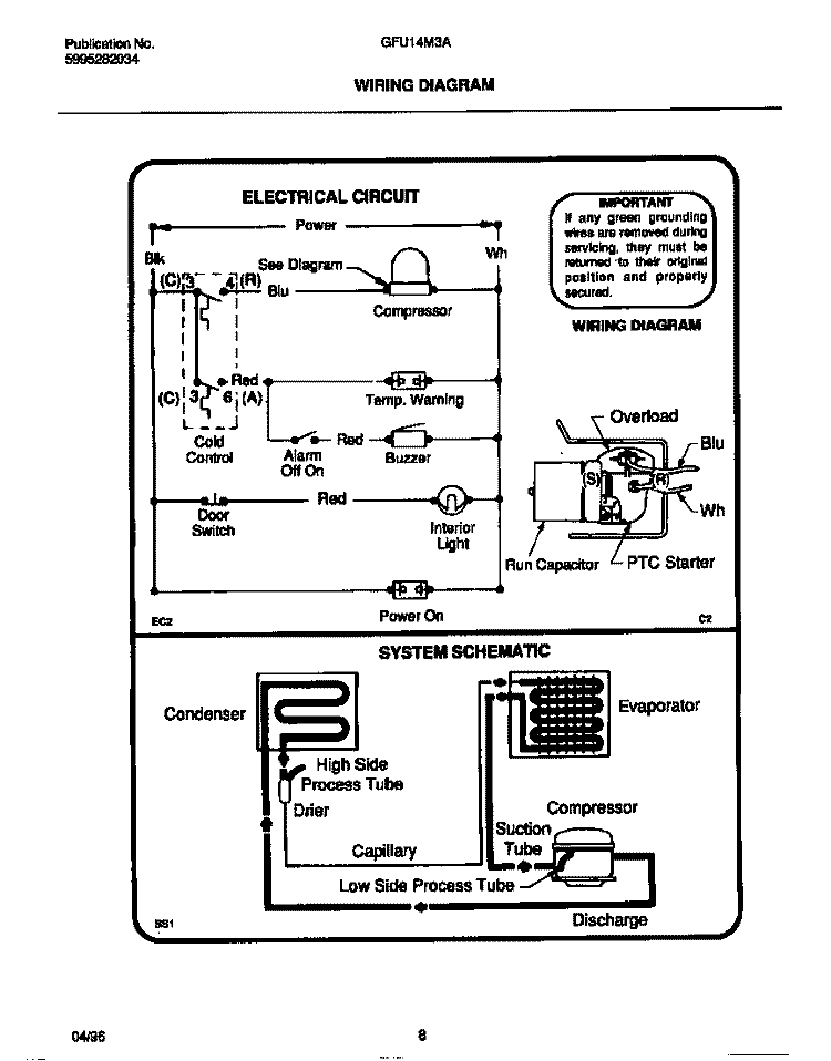 WIRING DIAGRAM Diagram and Parts List for GFU14M3AW6  Gibson Freezer