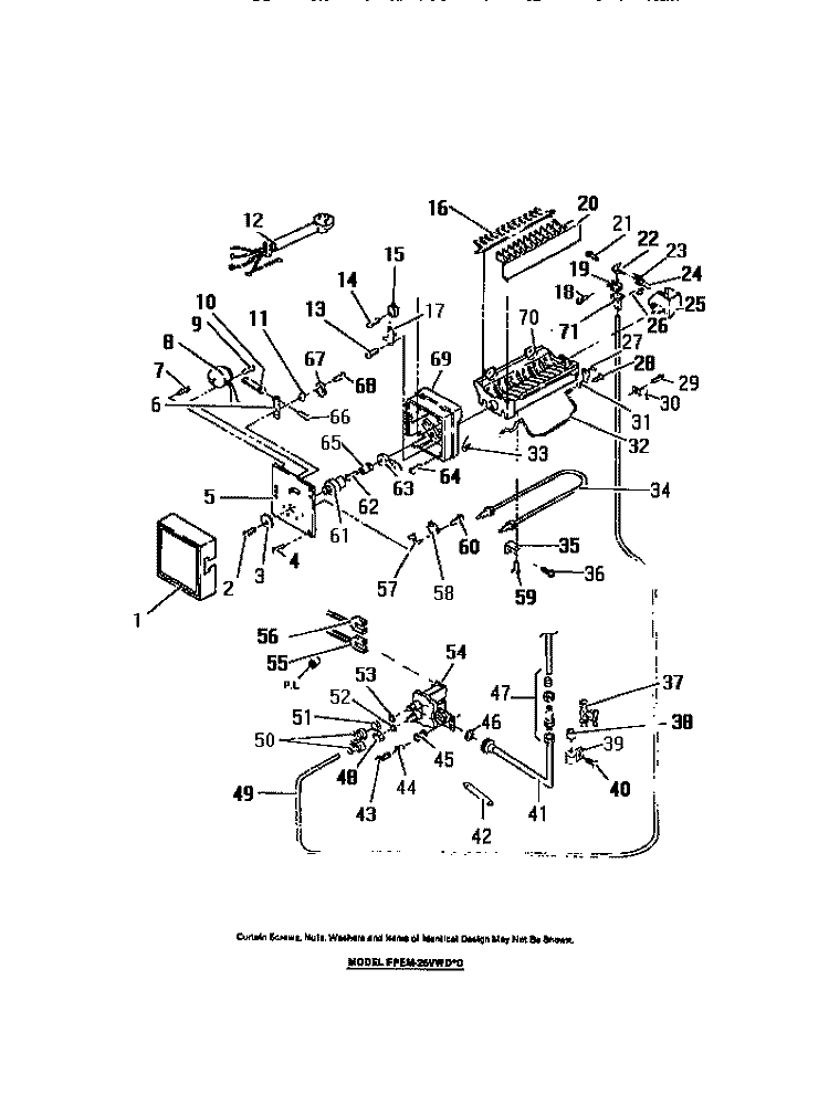 ICE MAKER Diagram and Parts List for FPEM26VWDW0  Frigidaire Refrigerator