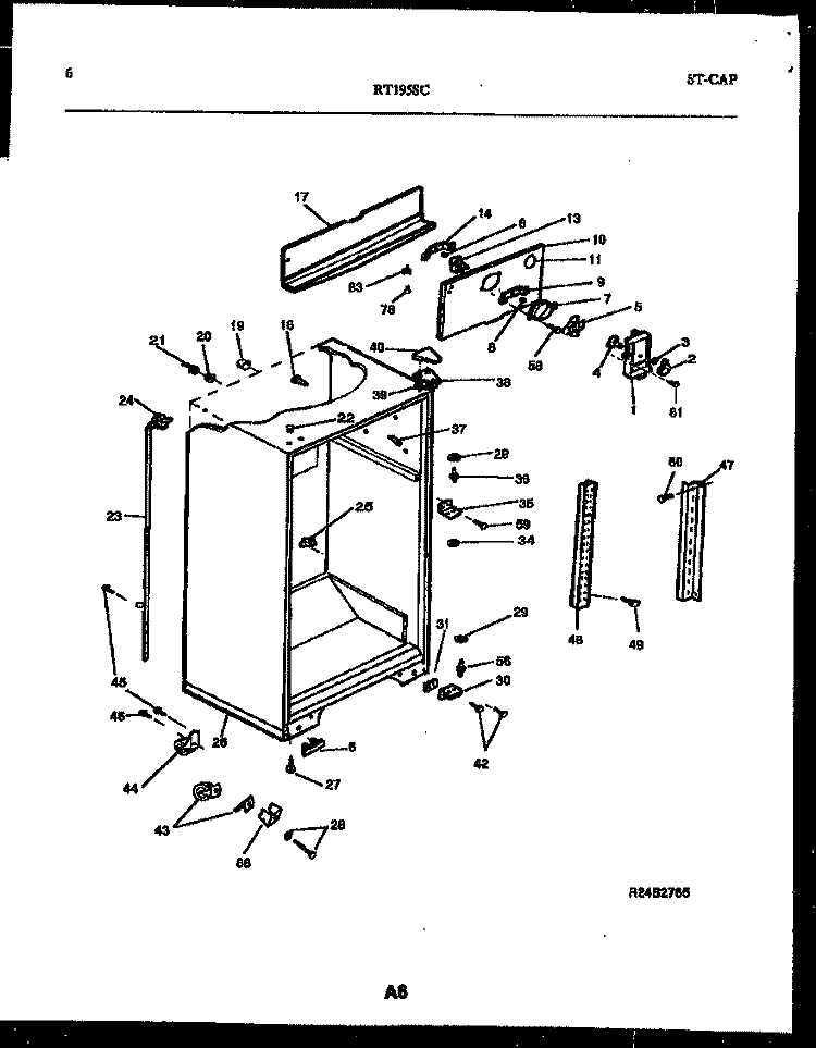 CABINET PARTS Diagram and Parts List for RT195SCF0  Frigidaire Refrigerator