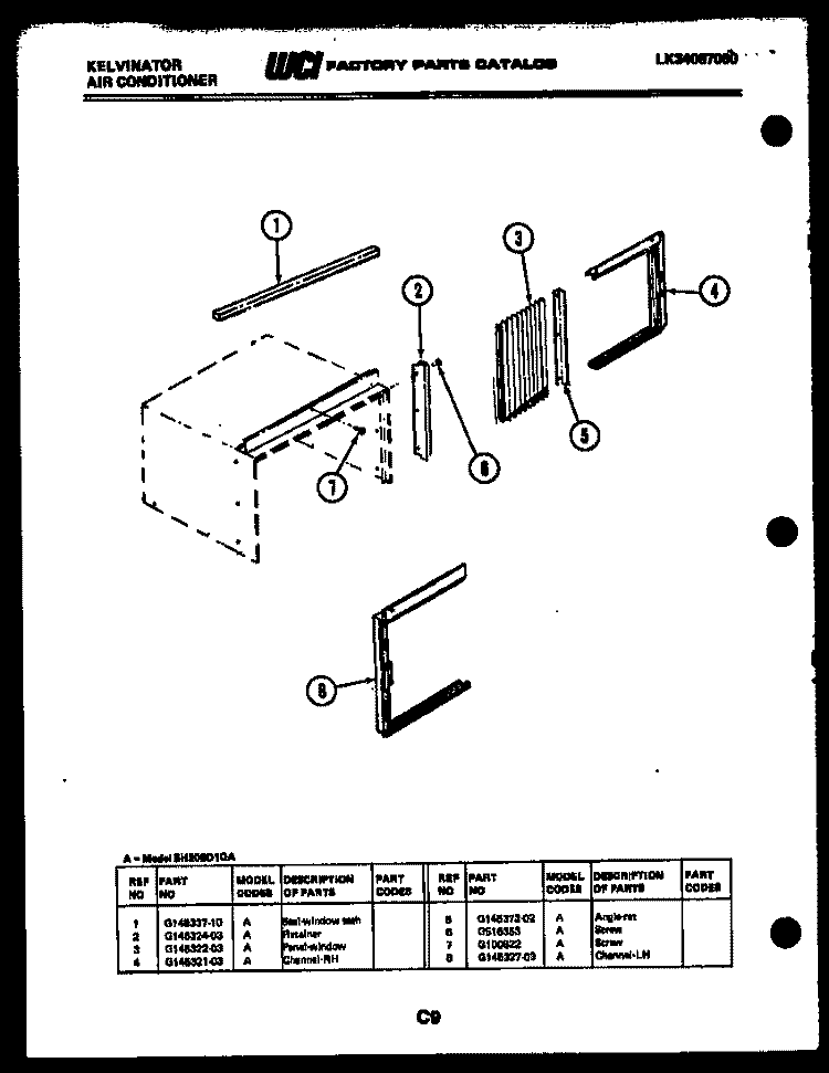 CABINET PARTS Diagram and Parts List for SH206D1QA  Kelvinator Air Conditioner