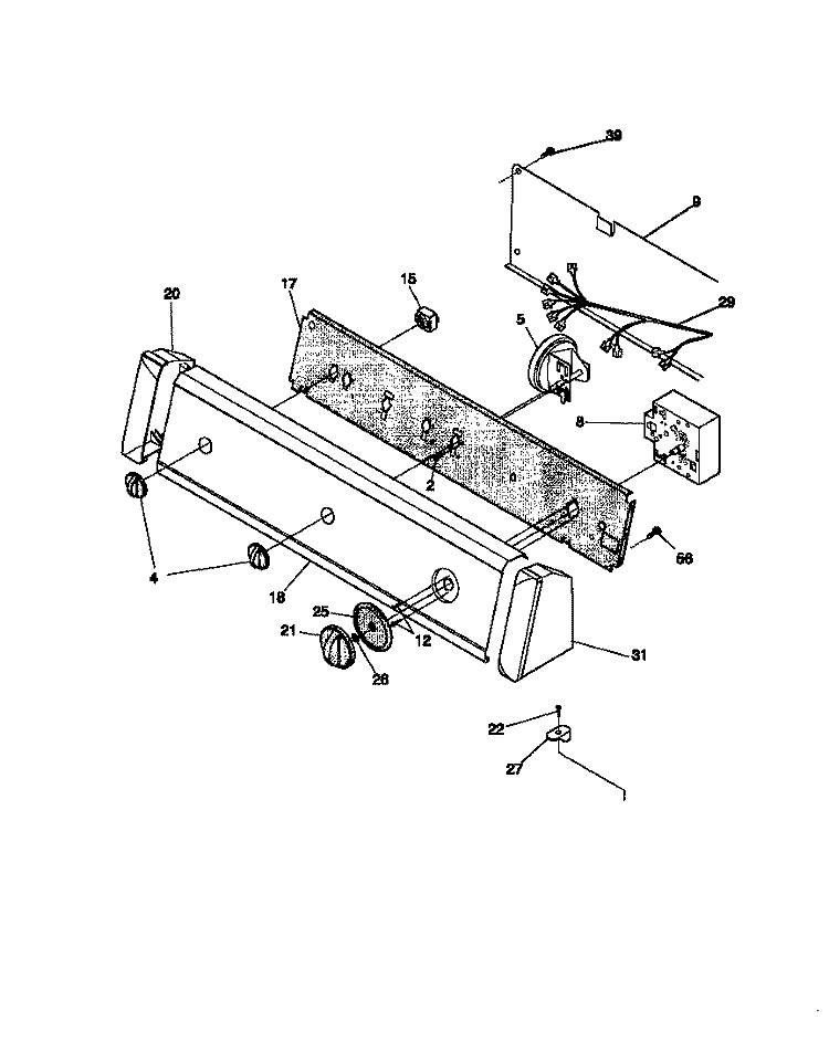 CONTROL PANEL Diagram and Parts List for WW334AGW0  Frigidaire Washer