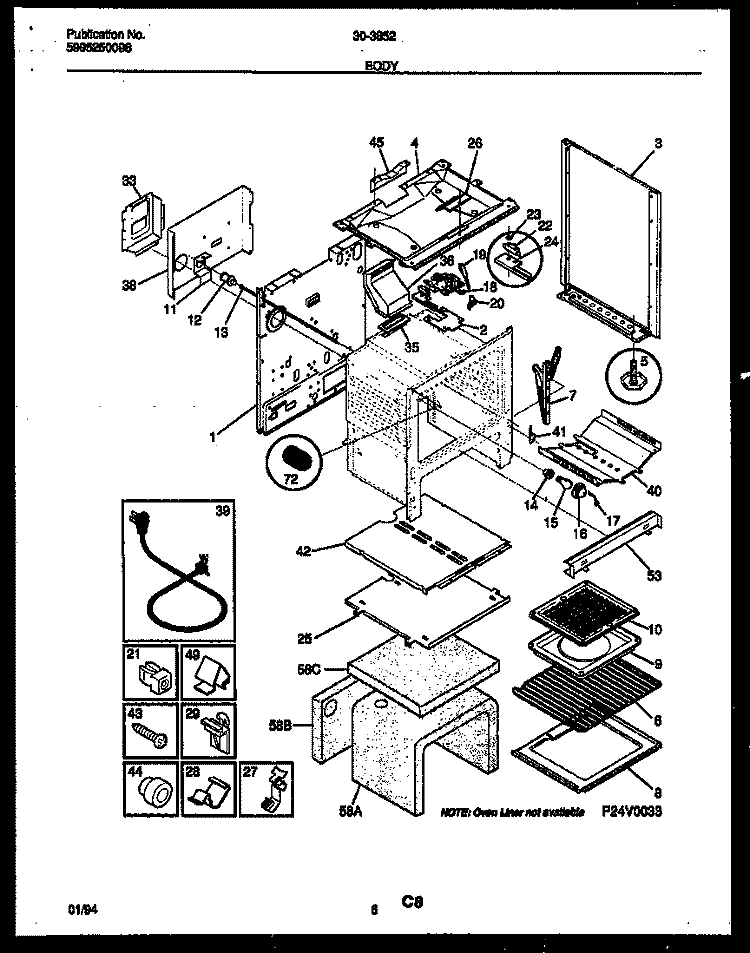 BODY PARTS Diagram and Parts List for 30-3852-00-03  Tappan Range