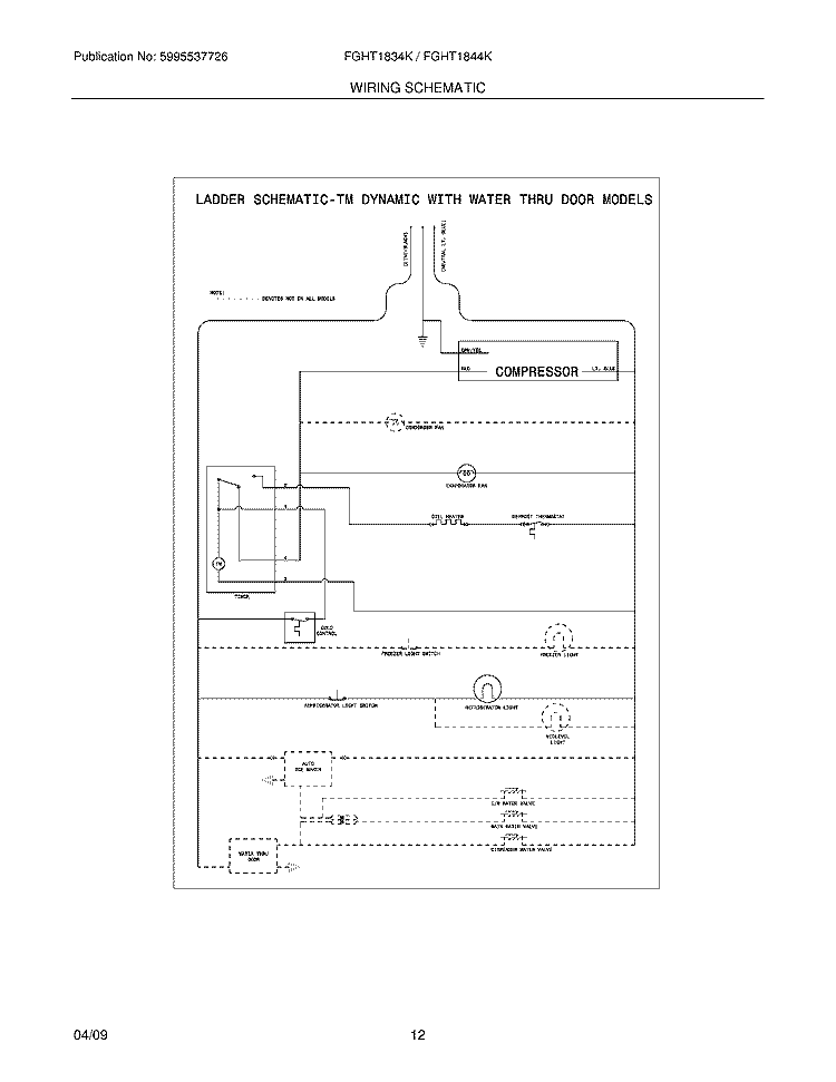 WIRING SCHEMATIC Diagram and Parts List for FGHT1834KB0  Frigidaire Refrigerator