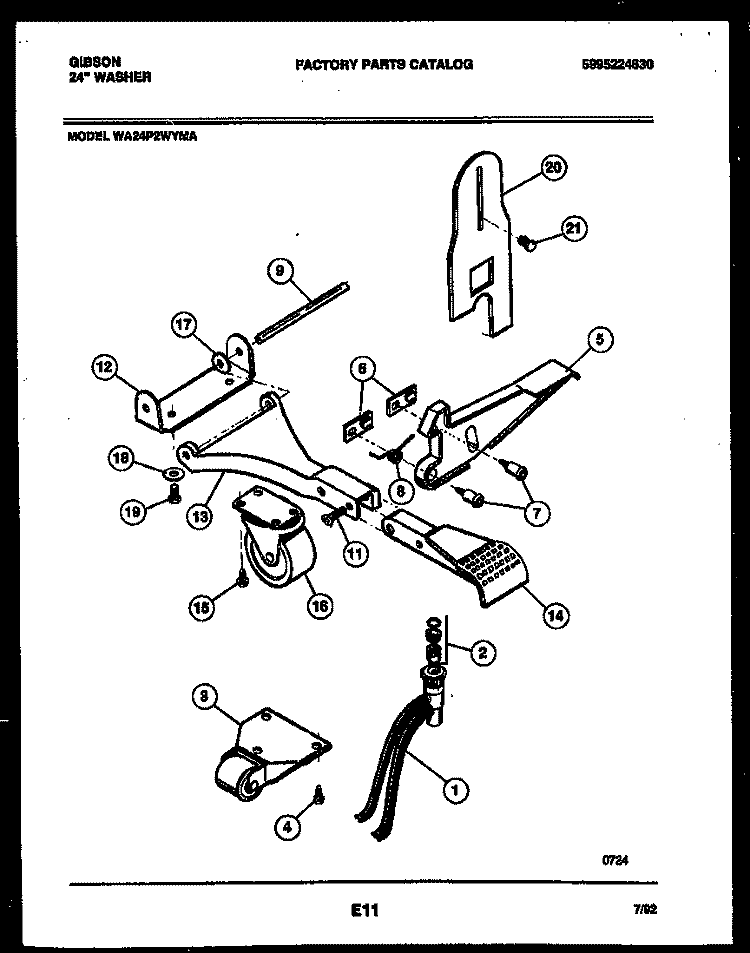 PORTABLE WASHER COMPONENTS Diagram and Parts List for WA24P2WYMA  Gibson Washer
