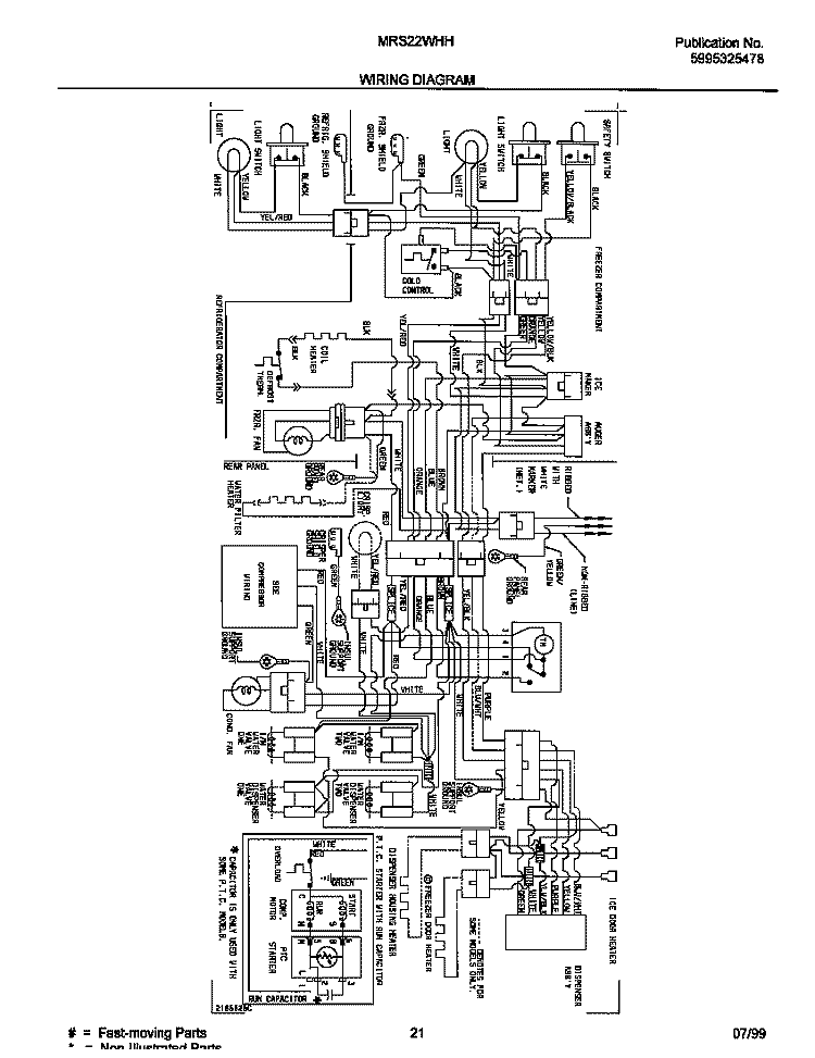 WIRING DIAGRAM Diagram and Parts List for MRS22WHHW0  Frigidaire Refrigerator